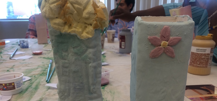 Glazing our Totem Vases